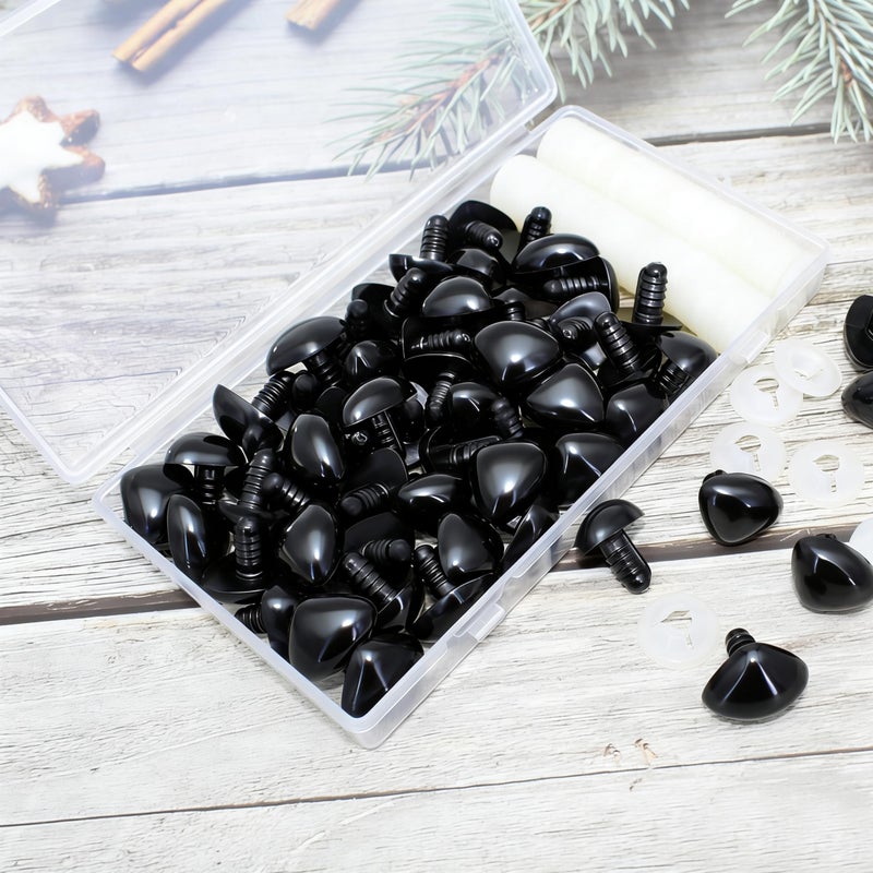 BESTCYC 1 Box(50PCS) 19.5mm Black Plastic D-Type Animal Safety Nose with Washers for Bear, Doll, Puppet, Plush Animal and Craft - Image 4